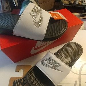 SOLD Nike Benassi SWAROVSKI CRYSTAL slides sandal